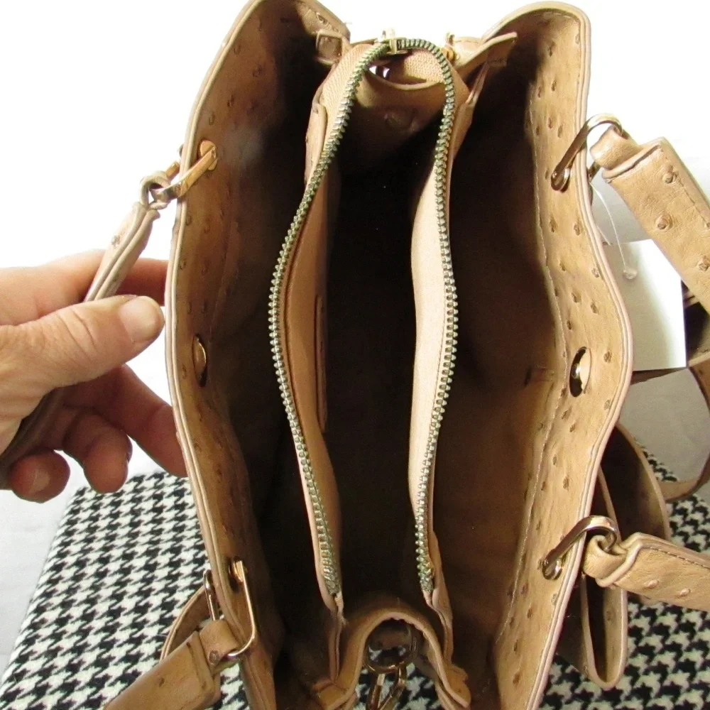 Like Dreams Zena Faux Ostrich Vegan Leather Bow Tie Bag